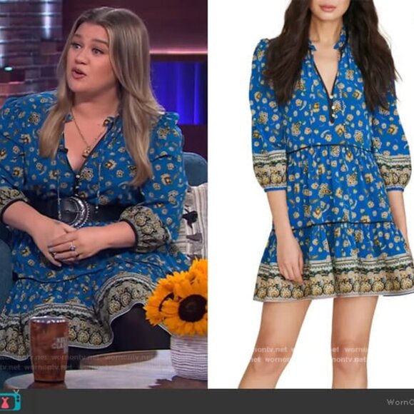 Veronica Beard Hawken Blue and Gold Long Sleeve Dress - Picture 2 of 6